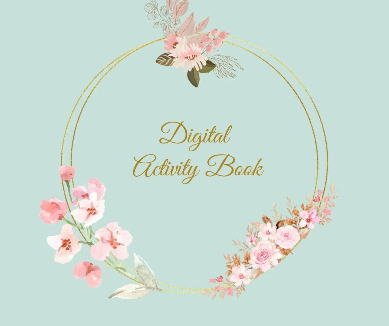 A digital activity book with flowers and leaves.