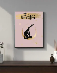 A poster of a person doing a yoga pose.