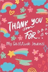 A pink book cover with the words " thank you for my gratitude journal ".