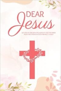 A pink cross with a heart and the words " dear jesus."