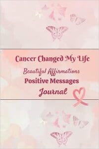 A pink butterfly with words that say cancer changed my life.