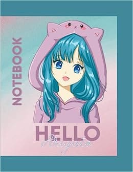 A notebook with a girl in a hoodie.