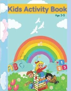 A children 's activity book with pictures of people and animals.