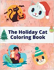 A book cover with cats and christmas decorations.