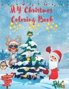 A christmas coloring book with santa and reindeer