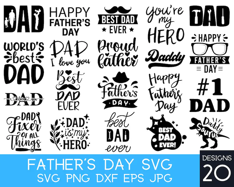 A collection of father 's day svg designs.