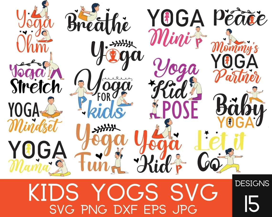 A bunch of different yoga poses with words