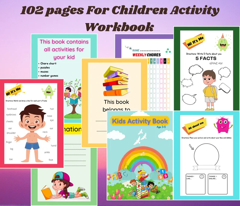 A bunch of pages for children to color and make