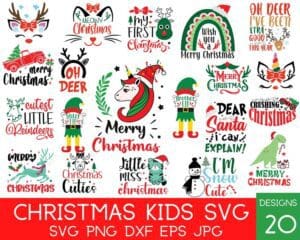 A bunch of christmas kids svg designs