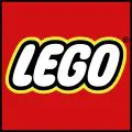 A vibrant lego logo on a red background, capturing a fresh perspective for children.